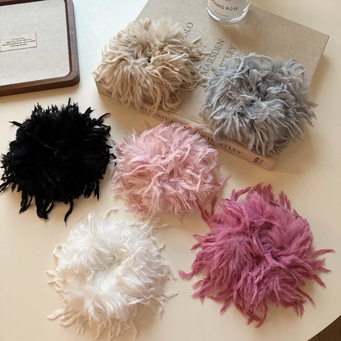 秋冬新款超仙纯欲氛围感毛毛羽毛发圈百搭马尾丸子头扎发头绳皮筋