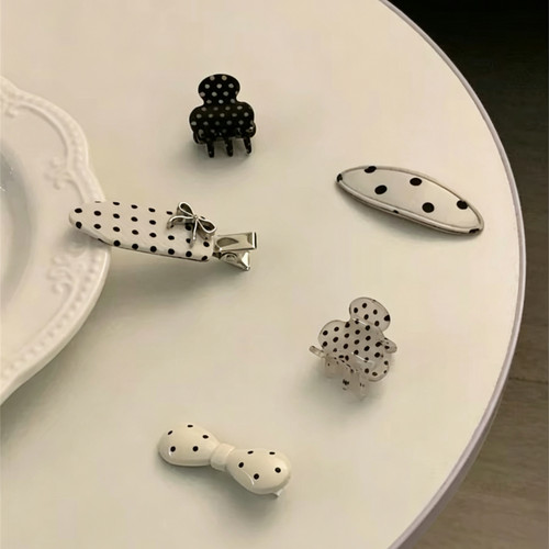 韩系简约百搭设计感波点发夹侧边可爱bb夹刘海夹前额迷你发抓发饰