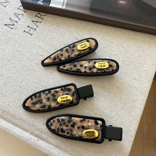 韩国同款 发卡子 复古高级感豹纹金标发夹刘海夹碎发边夹高级感时尚