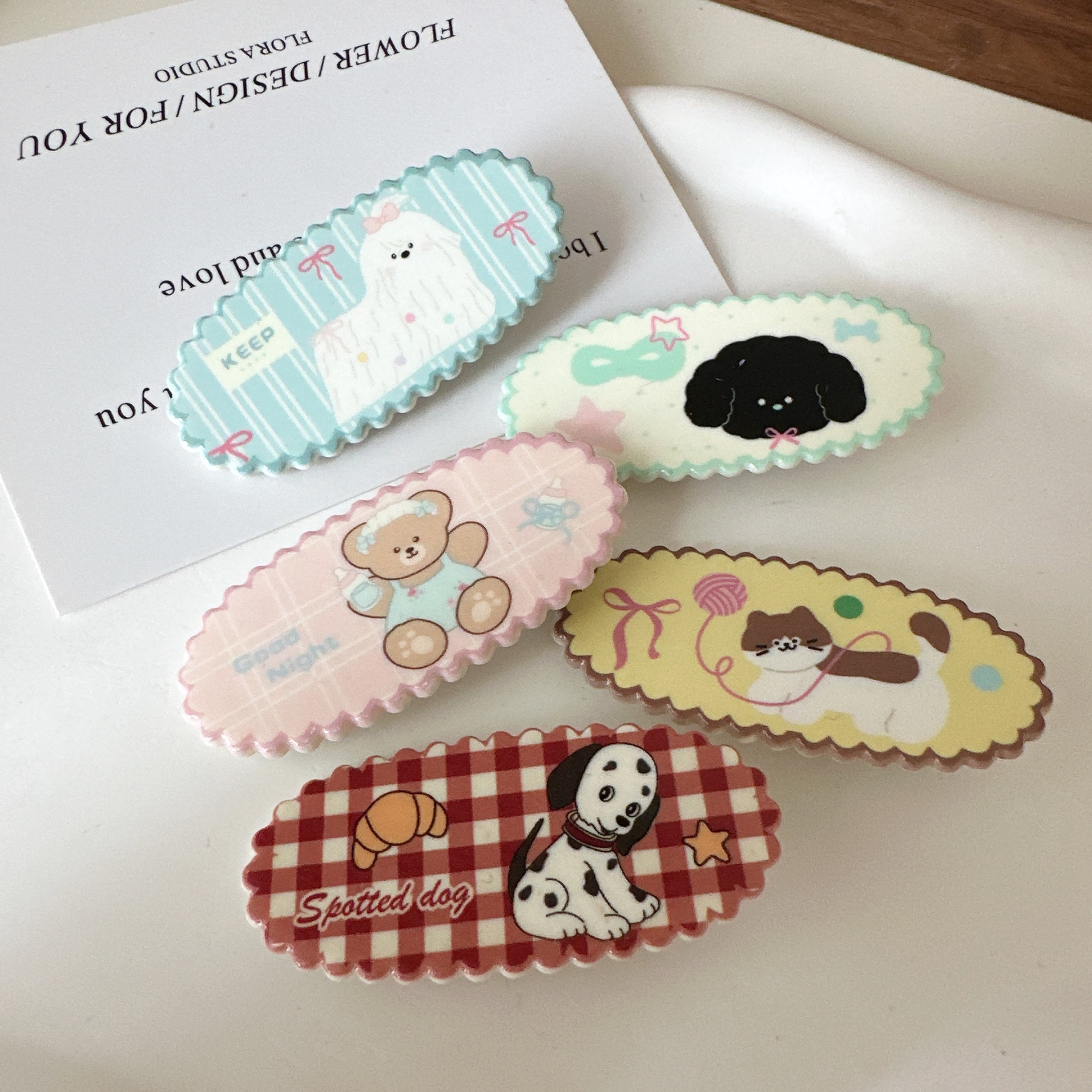 可爱小狗小熊发夹少女刘海边夹碎发前额椭圆发卡甜美百搭网红发饰