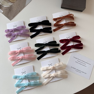 秋冬可爱丝绒蝴蝶结发夹边发卡子刘海夹网红ins侧边发卡丝带发饰