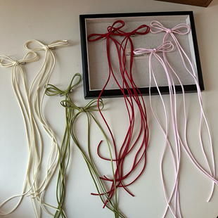 可爱蝴蝶结发夹长飘带编发发夹少女侧边双马尾发饰芭蕾风马尾发卡