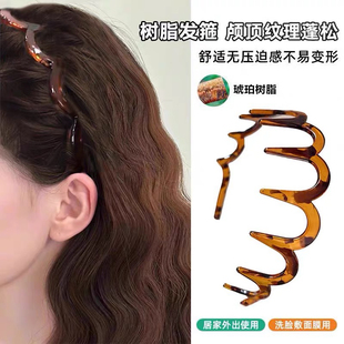 韩系复古豹纹发箍洗脸化妆头箍新款碎发波浪发卡高颅顶压发发饰品