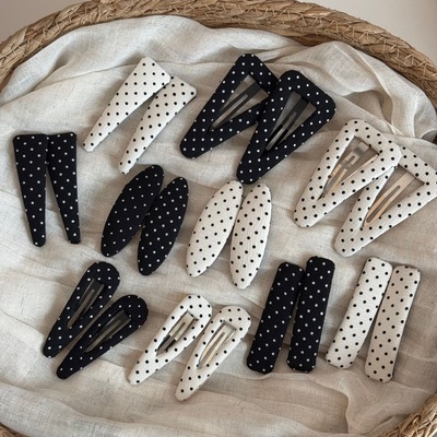 韩系新款手做布艺波点发夹刘海夹碎发边夹气质百搭好看侧边夹发卡