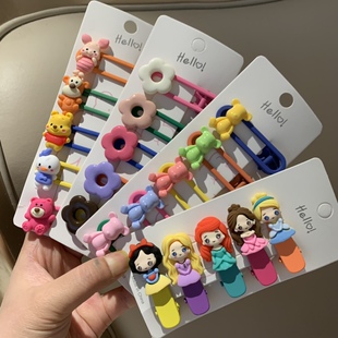 可爱甜美花朵卡通糖果色边夹碎发卡子发饰少女儿童发夹边夹碎发卡