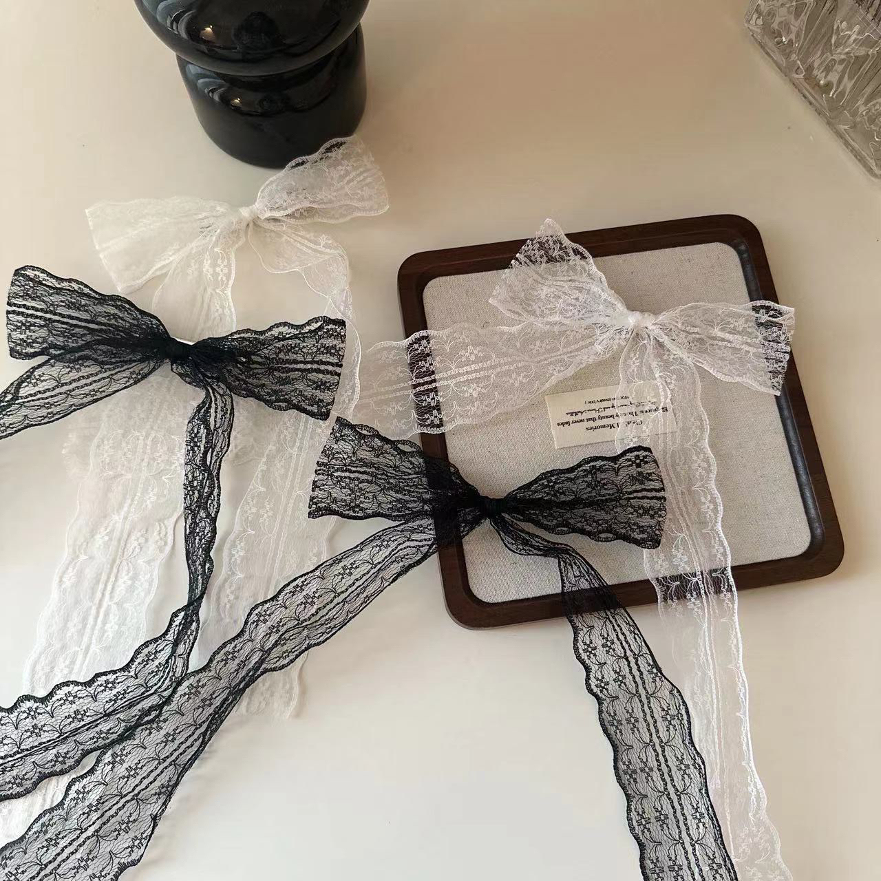 超仙纯欲蕾丝蝴蝶结飘带发夹双马尾发卡碎发刘海夹甜美少女对夹子