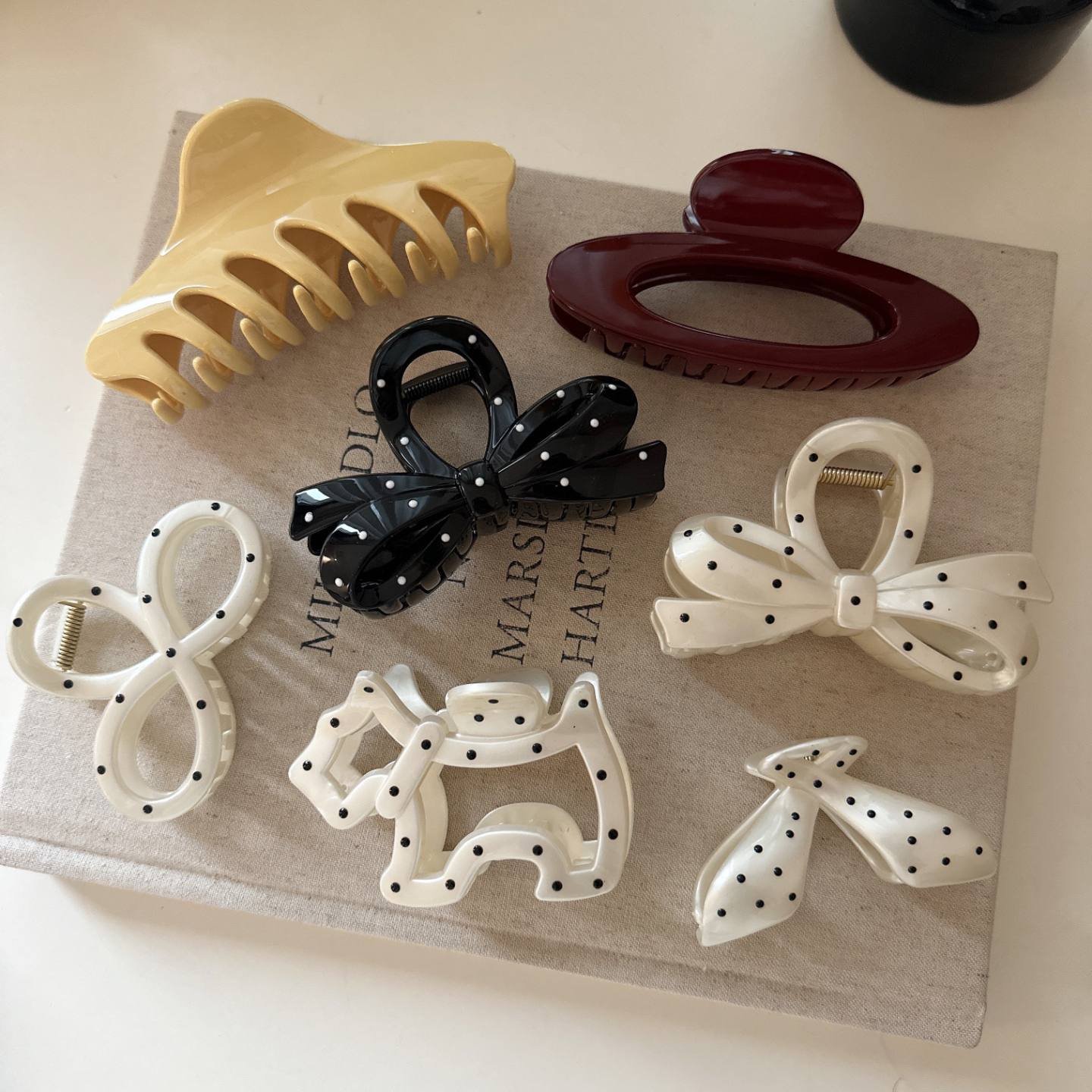 日韩新款波点小狗蝴蝶结抓夹