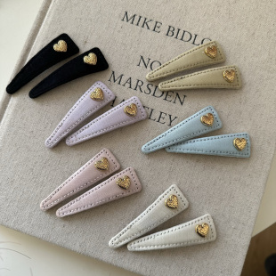 韩国新款 布艺爱心三角形边夹刘海夹碎发夹侧边奶油色系发卡bb夹子