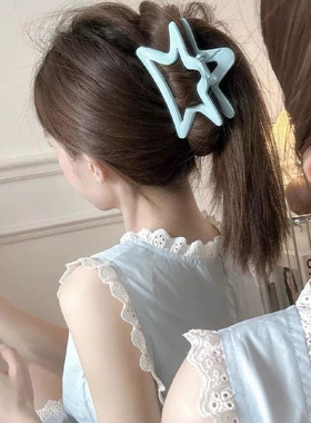 奶油蓝色果冻星星蝴蝶结抓夹夏季鲨鱼夹亚克力少女发抓大号发饰品
