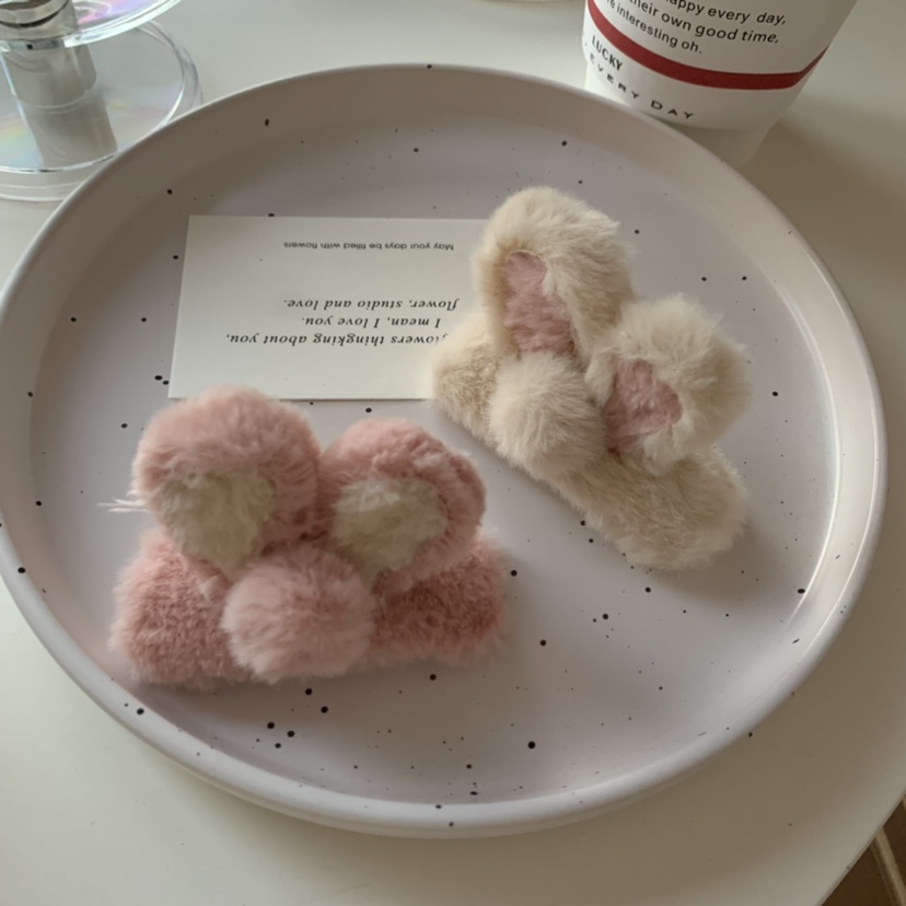 毛绒可爱立体兔子发夹