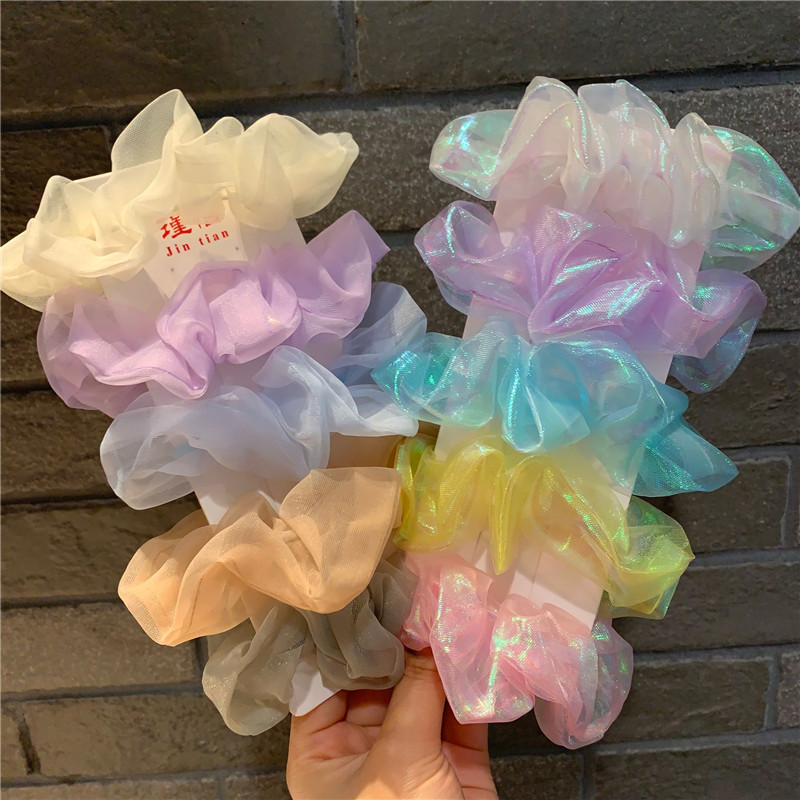 ins条装彩色法式丝绸少女发圈