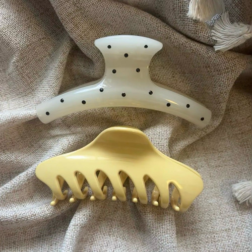 韩系黑白波点高级感抓夹网红气质百搭后脑勺鲨鱼夹盘发发抓发饰