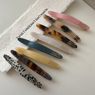 韩系新款 醋酸金标刘海夹侧边一字夹玳瑁色幻彩白色发夹边夹碎发夹