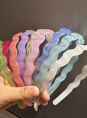 可爱透明果冻色带齿防滑波浪发箍洗脸压头箍外出百搭简约发卡头饰