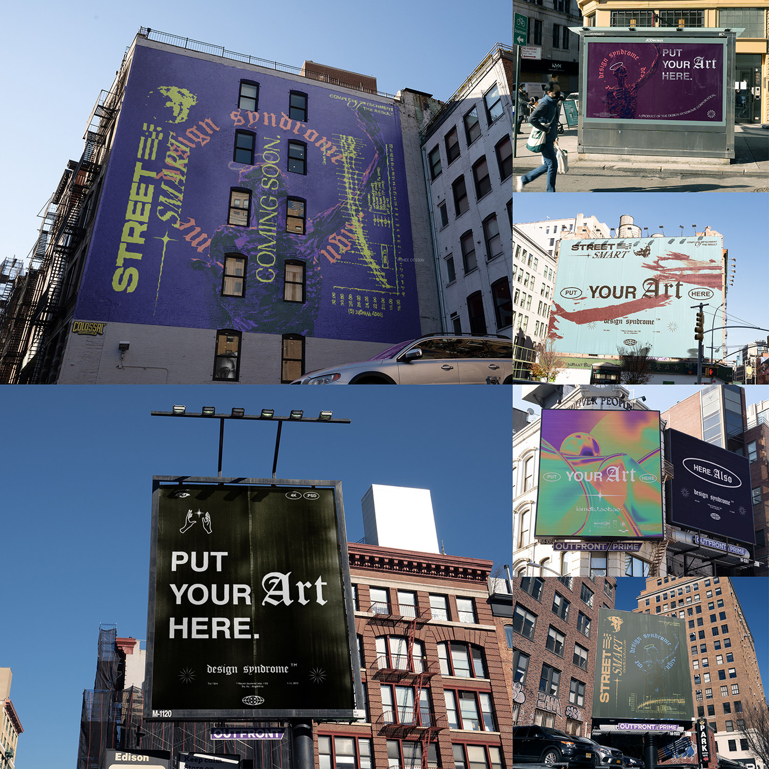 10款多角度户外街头大幅海报广告画面大牌广告牌样机展示psd贴图