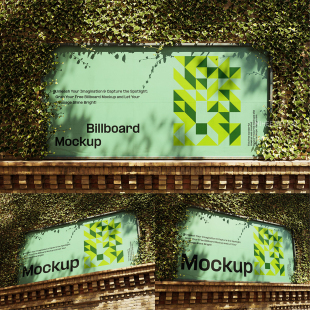 3款光影背景墙巨幅海报墙体楼体广告海报样机设计素材展示psd贴图