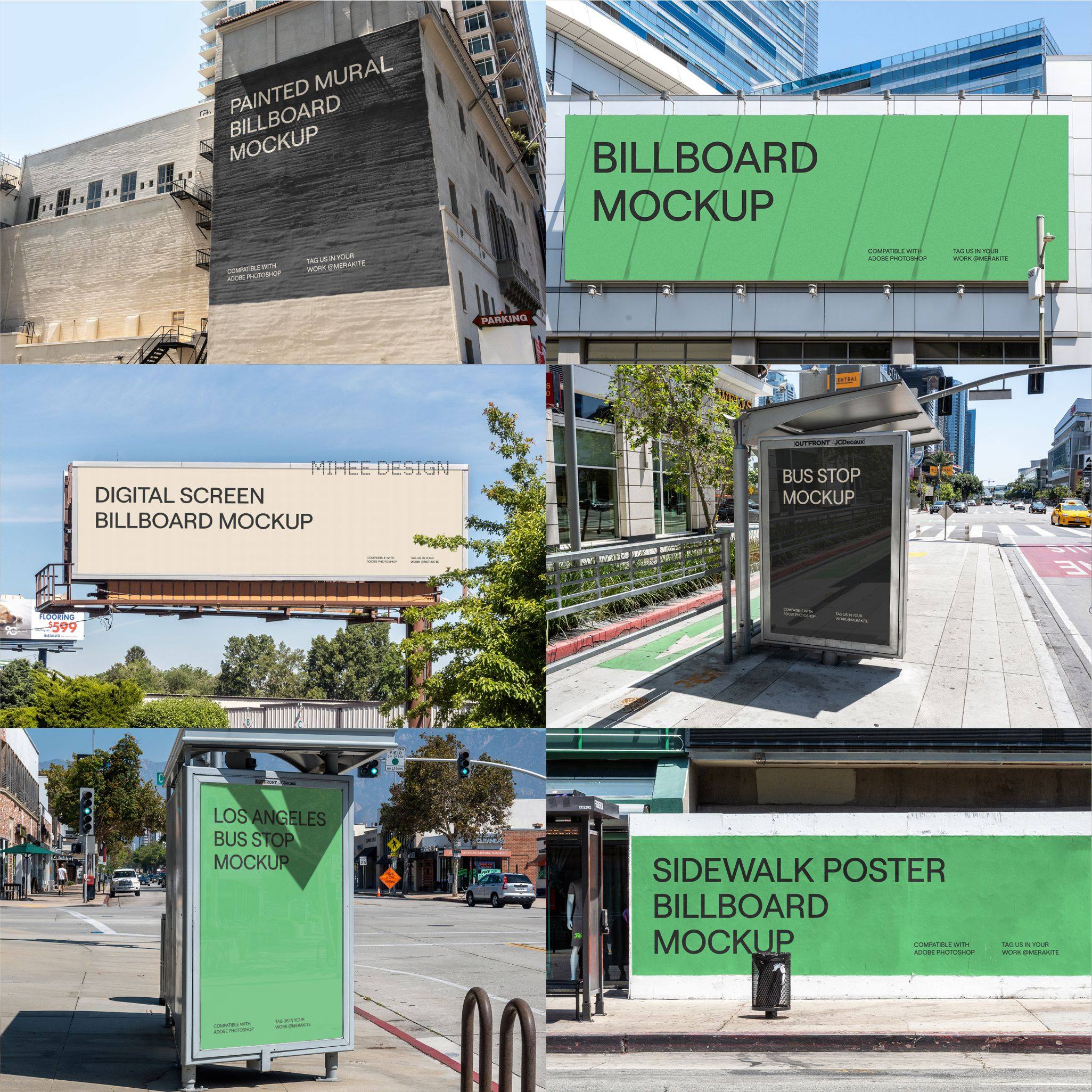 8款户外城市街拍大型海报单立柱广告大牌店招海报招贴psd样机贴图