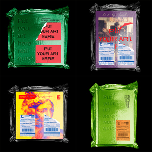 4款CD封面唱片书籍包装设计金属塑料真空外包装样机PSD展示模板vi