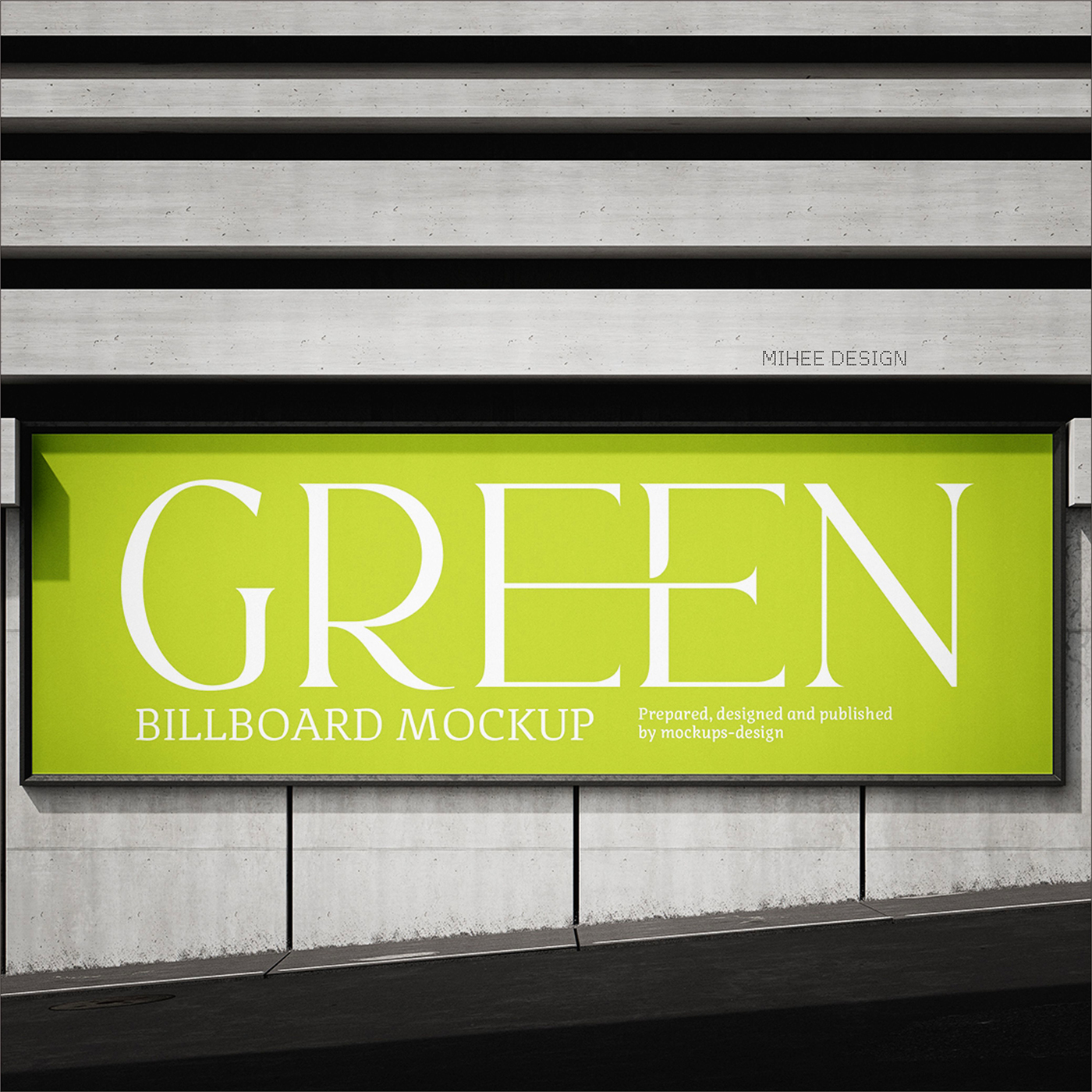 4款户外室外广告牌立面招牌灯箱广告轿厢画面展示样机素材psd贴图