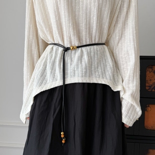 百搭 饰裙子腰链个性 新款 串珠细腰绳配毛衣复古高级金属珠腰带女装