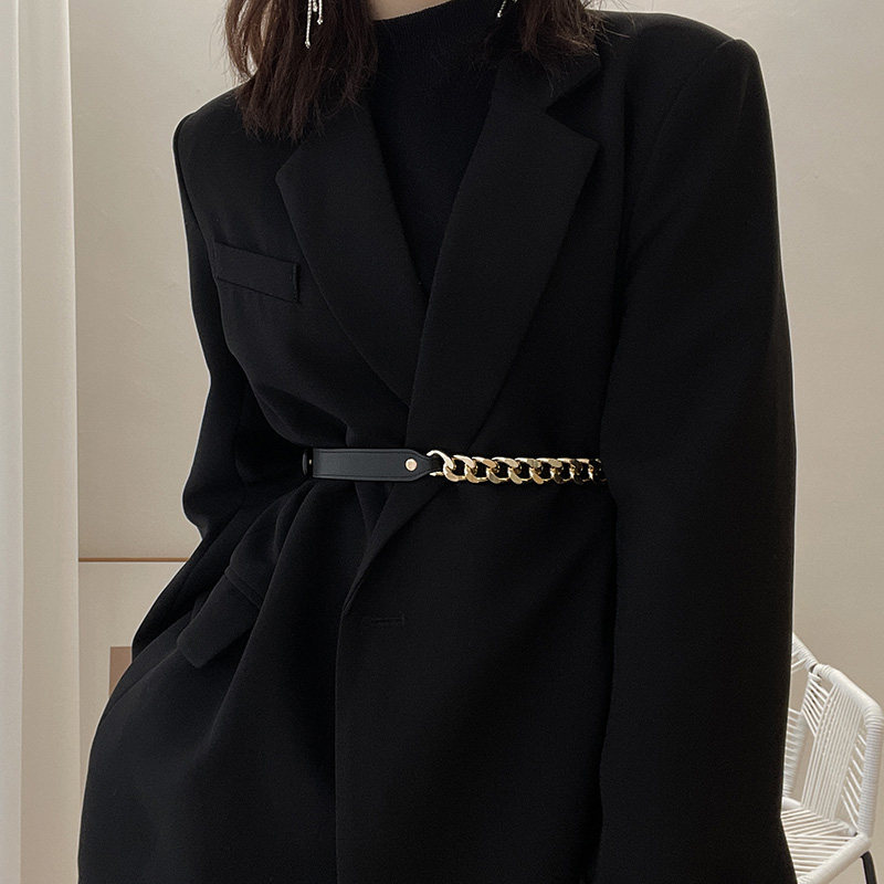 金属链条拼接腰带女ins风皮带简约百搭装饰裙子毛衣西装腰链配饰