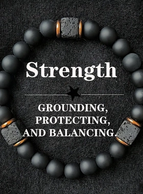 爆款男士火山石手链方块黑玛瑙时尚时尚的珠宝适合现代绅士