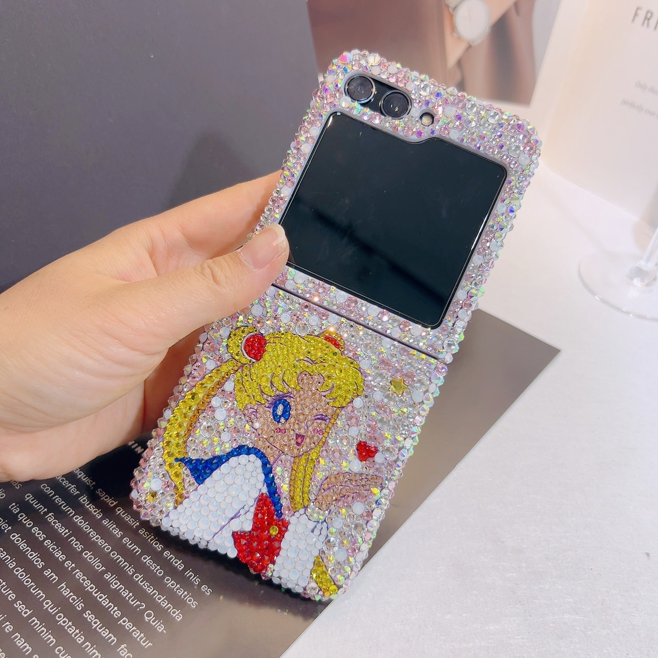 适用三星zflip7折叠水钻手机壳高档轻奢6代手机套美少女战士fold6