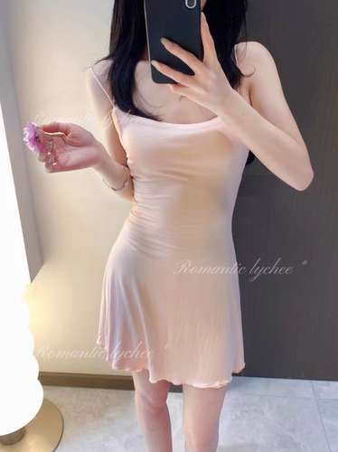 韩女美学*浪漫荔枝lychee软糯吊带睡裙女纯欲夏季透气舒适裙子