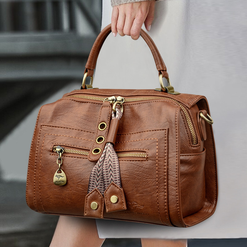 波士顿包单肩斜挎包女2025新款包包时尚软皮手提包休闲百搭枕头包