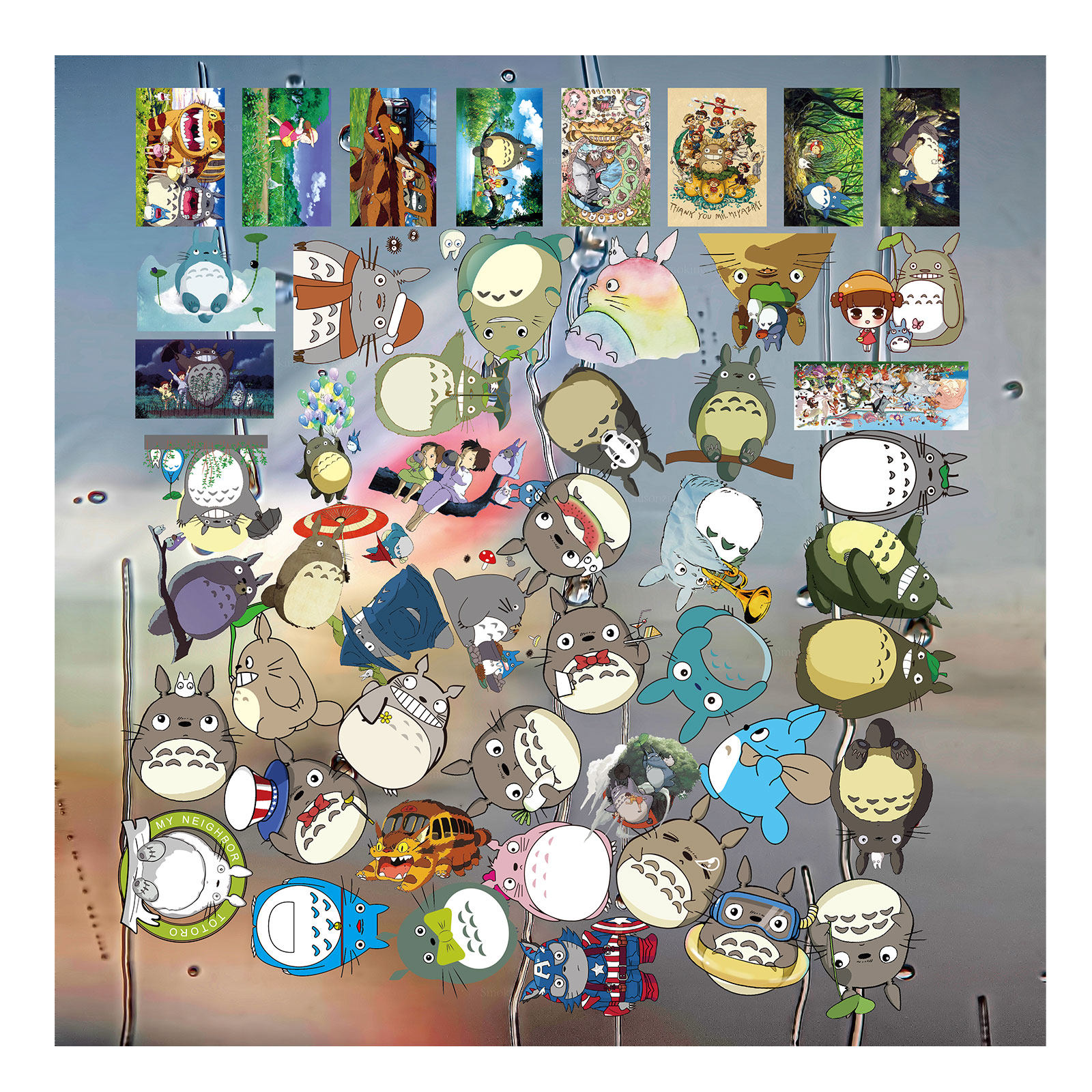 龙猫动漫套图UV转印贴水晶标签户外防水防水头盔汽车装饰贴纸