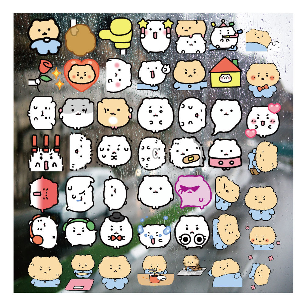 可爱仓鼠土豆熊UV转印贴个性水晶标签户外防水头拉杆装饰图案贴纸