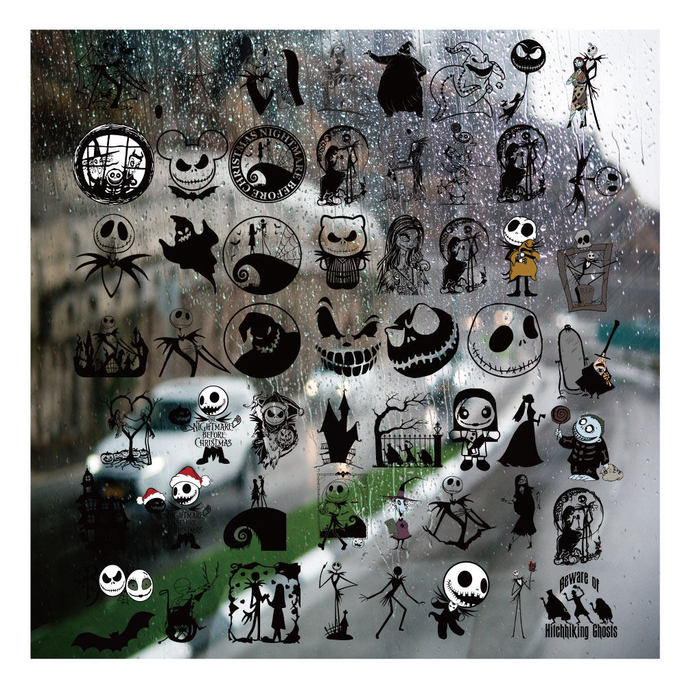 卡通圣诞夜惊魂UV转印贴个性水晶标签户外防水头拉杆装饰图案贴纸