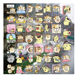 布丁狗姥爷UV转印贴个性水晶标签户外防水头盔拉杆装饰图案贴纸