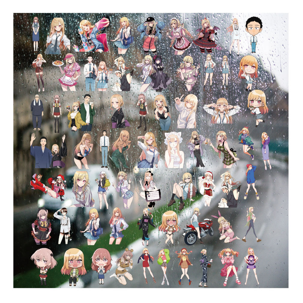 更衣人偶坠入爱河UV转印贴个性水晶标签户外防水头盔拉杆装饰贴纸