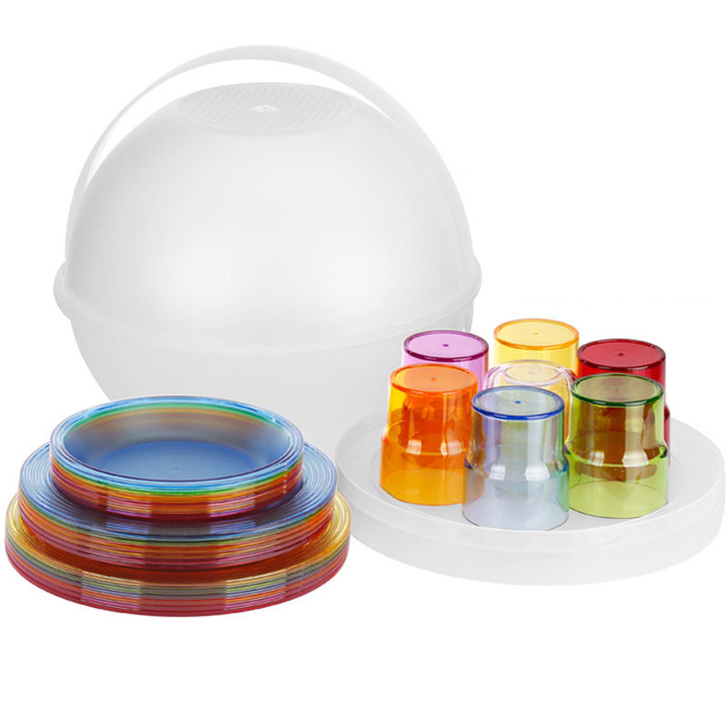 意大利GUZZINI 户外旅行郊游露营便携餐具套装 水杯子碗盘便当盒