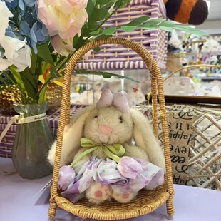 可爱垂耳兔子毛绒玩具公仔包挂件精致蝴蝶结装 饰挂饰小挂件兔兔