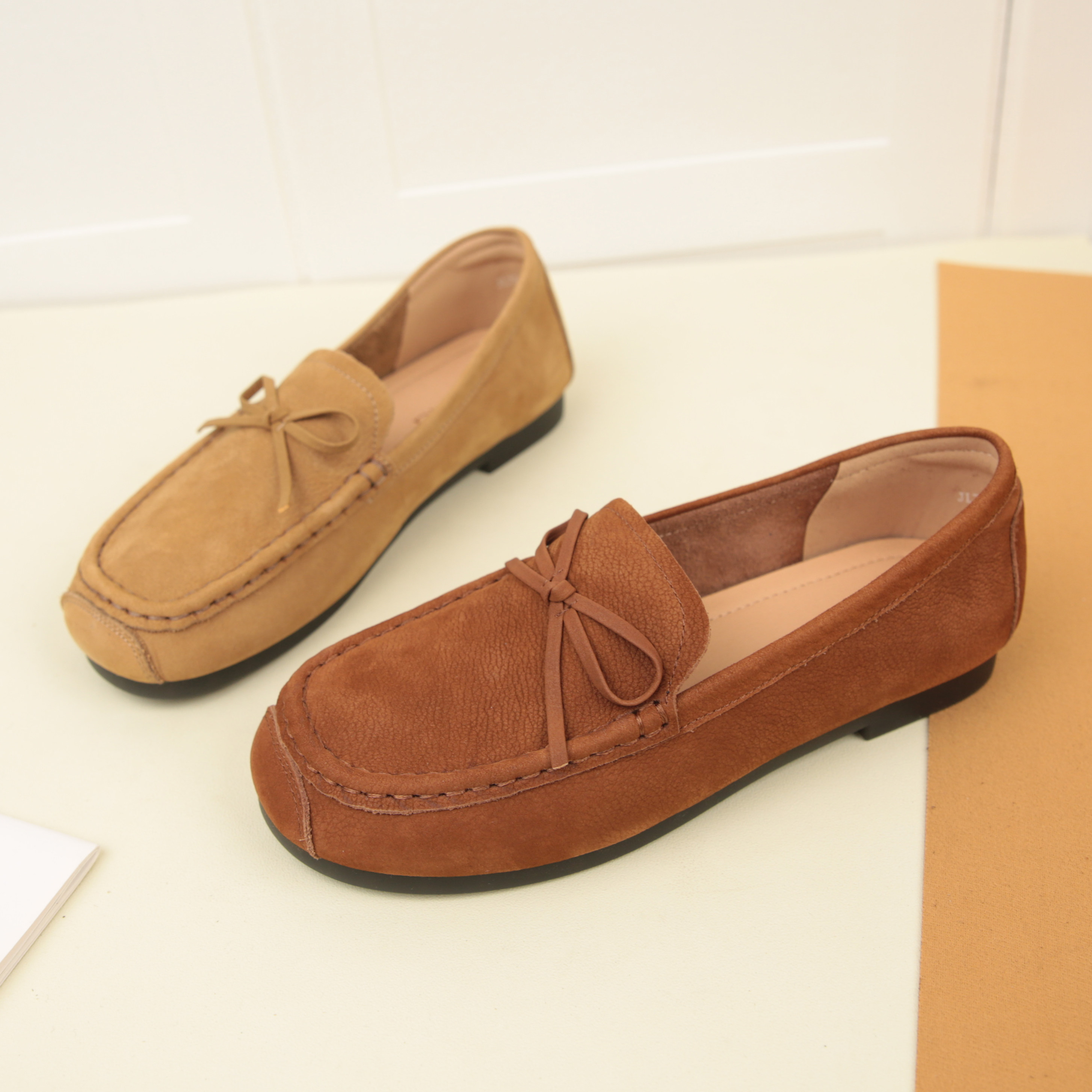 2065秋季新款圆头真皮舒适软底单鞋女一脚蹬蝴蝶结休闲豆豆鞋,女鞋,乐福鞋（豆豆鞋）,淘宝优惠券,粉丝福利购,淘宝优惠卷