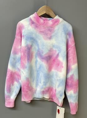 G-田guo家120秋冬 品牌童装折扣/童休闲上衣扎染毛衣33062紫