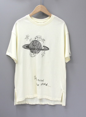 G舟you家130夏品牌折扣童装/大童纯棉薄款休闲短袖T恤22373杏