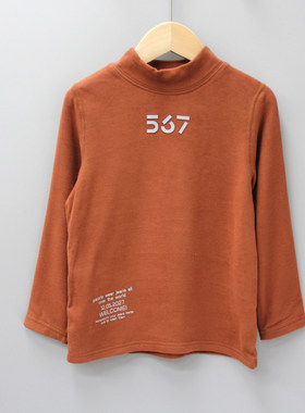 G递er家120-170冬 品牌童装/少年磨毛中厚立领打底长袖5058砖红
