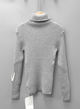 Y吾系列120秋冬装品牌童装折扣/儿童舒适高领休闲毛衣05555灰