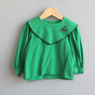 120春秋 T恤衫 童装 儿童纯棉长袖 休闲19029绿 品牌折扣 G安系列80