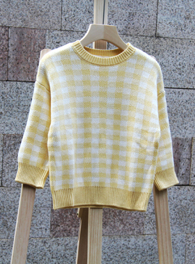 S安系列90-110秋装 品牌童装折扣/儿童长袖圆领毛衣套头66766黄