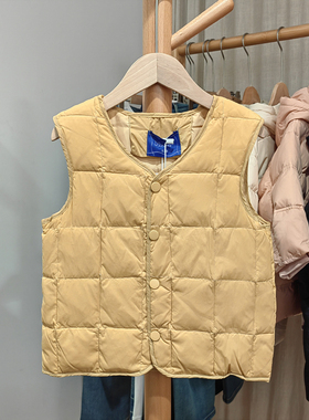 KS留zi家130/160秋冬装 品牌童装折扣/中大童羽绒背心马甲15038黄