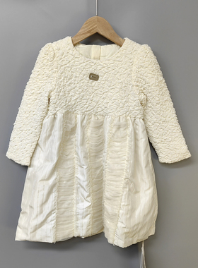 G法yu家120冬 品牌折扣童装/儿童双层夹薄棉连衣裙77043杏