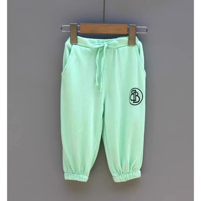 L-B儿B家80-110夏装 品牌童装折扣/儿童薄棉休闲运动长裤8087绿