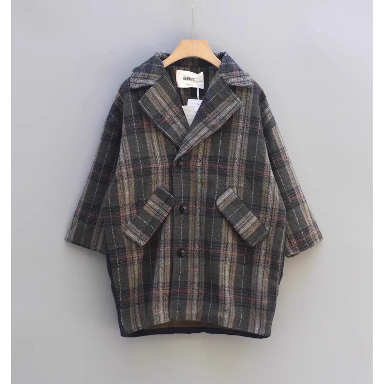 SH吾系列110-150冬品牌童装折扣/加厚呢大衣外套文艺01788绿