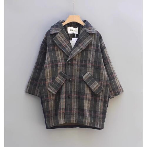 SH吾系列110-150冬品牌童装折扣/加厚呢大衣外套文艺01788绿
