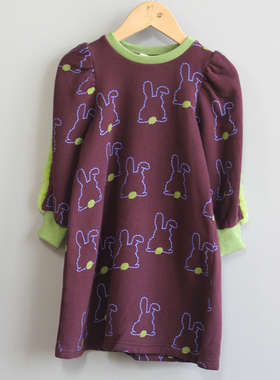 G安系列80/90秋冬 品牌童装/纯棉加绒中厚长袖连衣裙30259红