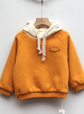 闵系列80秋装 品牌童装折扣/童纯棉加绒长袖连帽卫衣13691